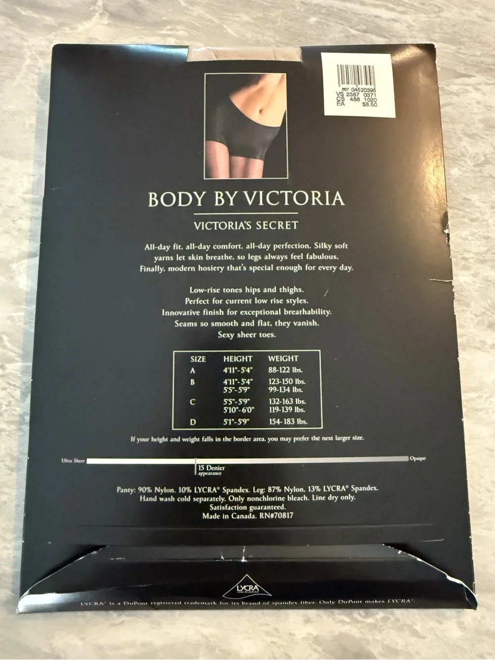 Victorias Secret Body by Victoria Pantyhose Nude Size B NIP Low Rise Control Top